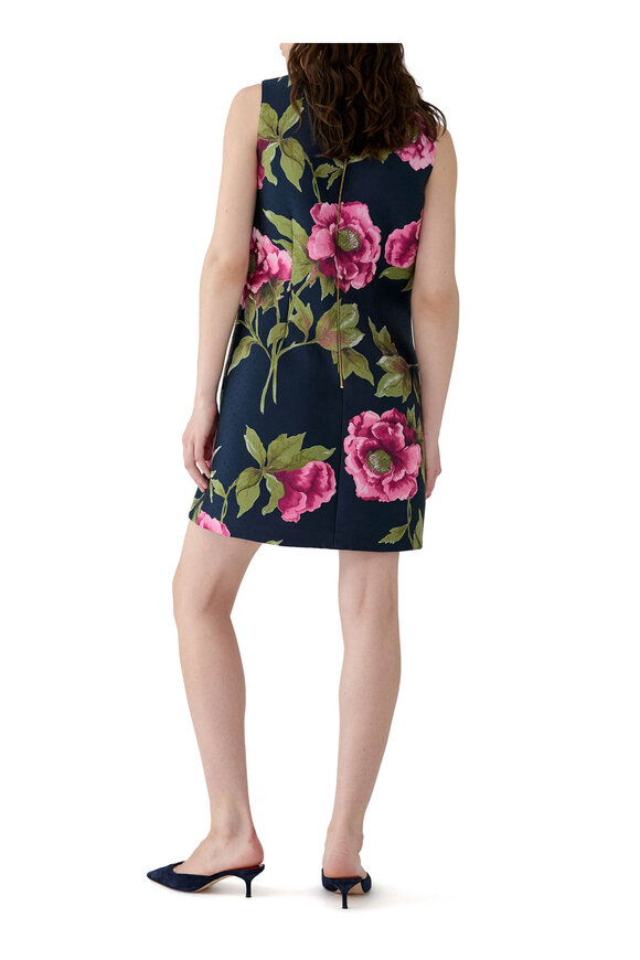 Carolina Herrera Multicolor Peony Print Jacquard Shift Dress - view 3