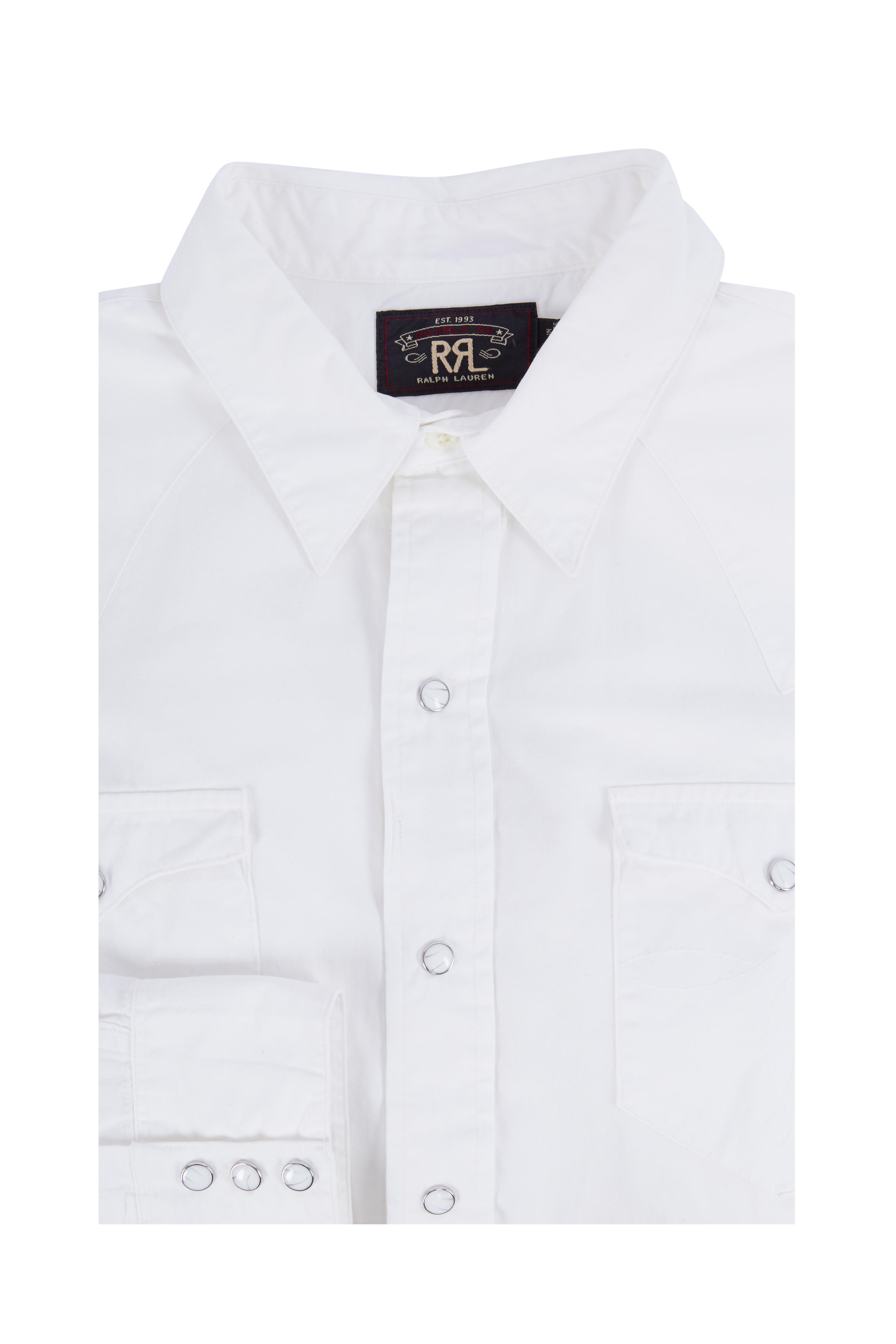 RRL - Heritage White Western Poplin Shirt | Mitchell Stores