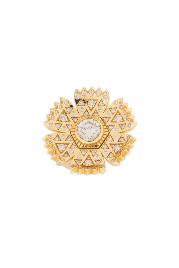 Harwell Godfrey 18k Yellow Gold Diamond Petunia Ring