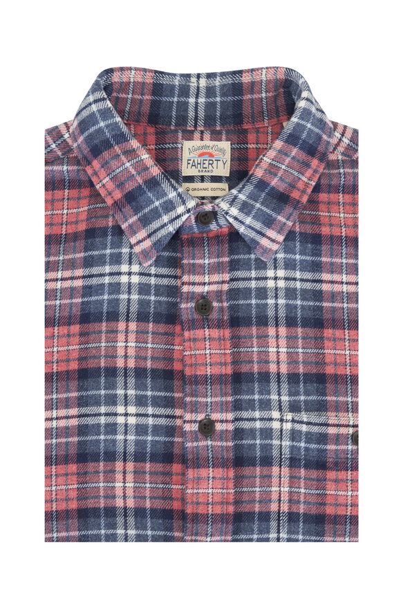 Faherty Brand Yukon Berry Plaid Brushed Flannel Sport Shirt