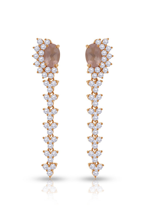 Hueb - Bestow Diamond & Rose Quartz Dangle Earrings