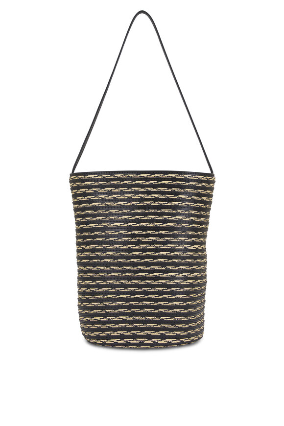 The Row Smal N/S Beau Black & Natural Raffia Tote - view 2