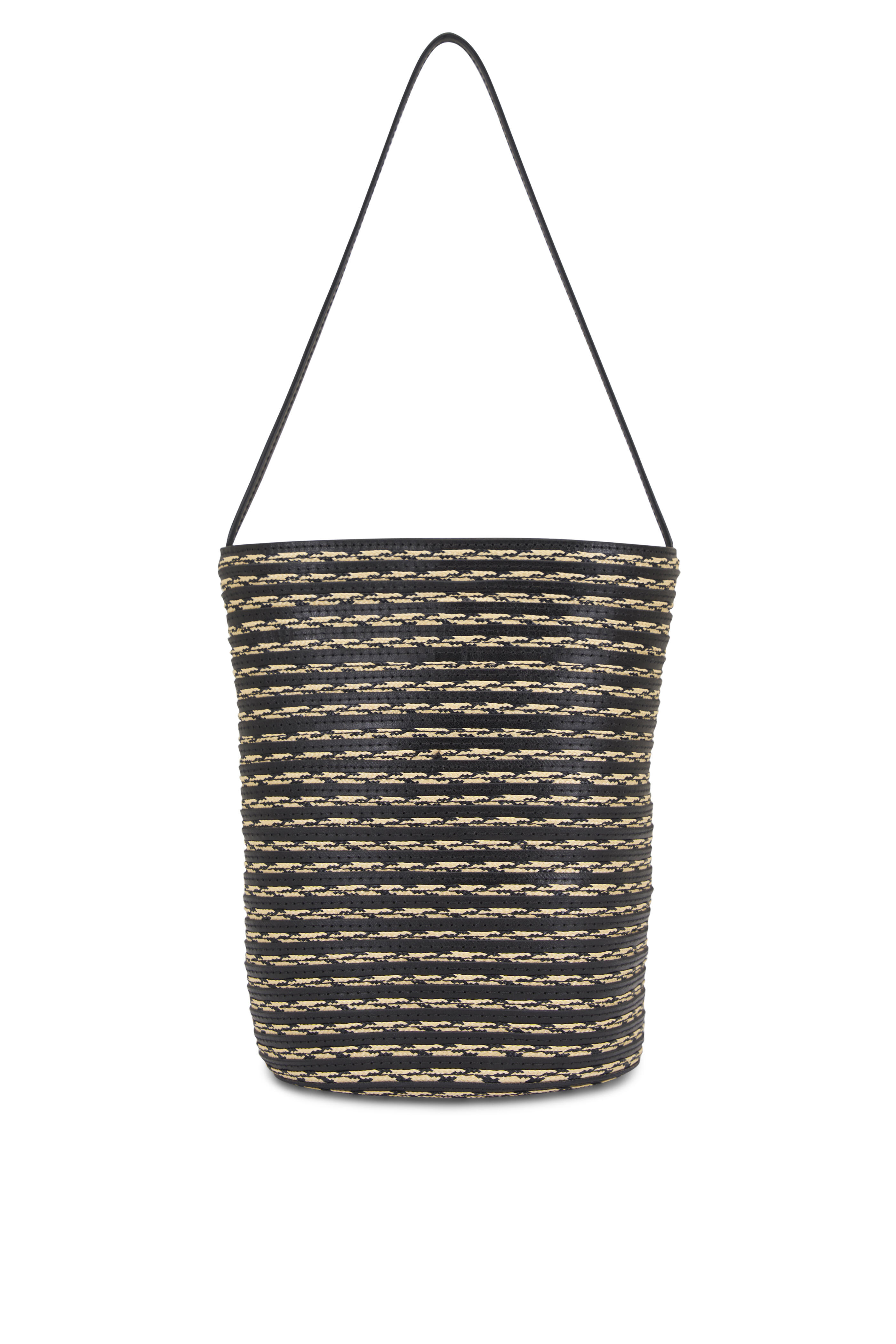The Row - Smal N/S Beau Black & Natural Raffia Tote