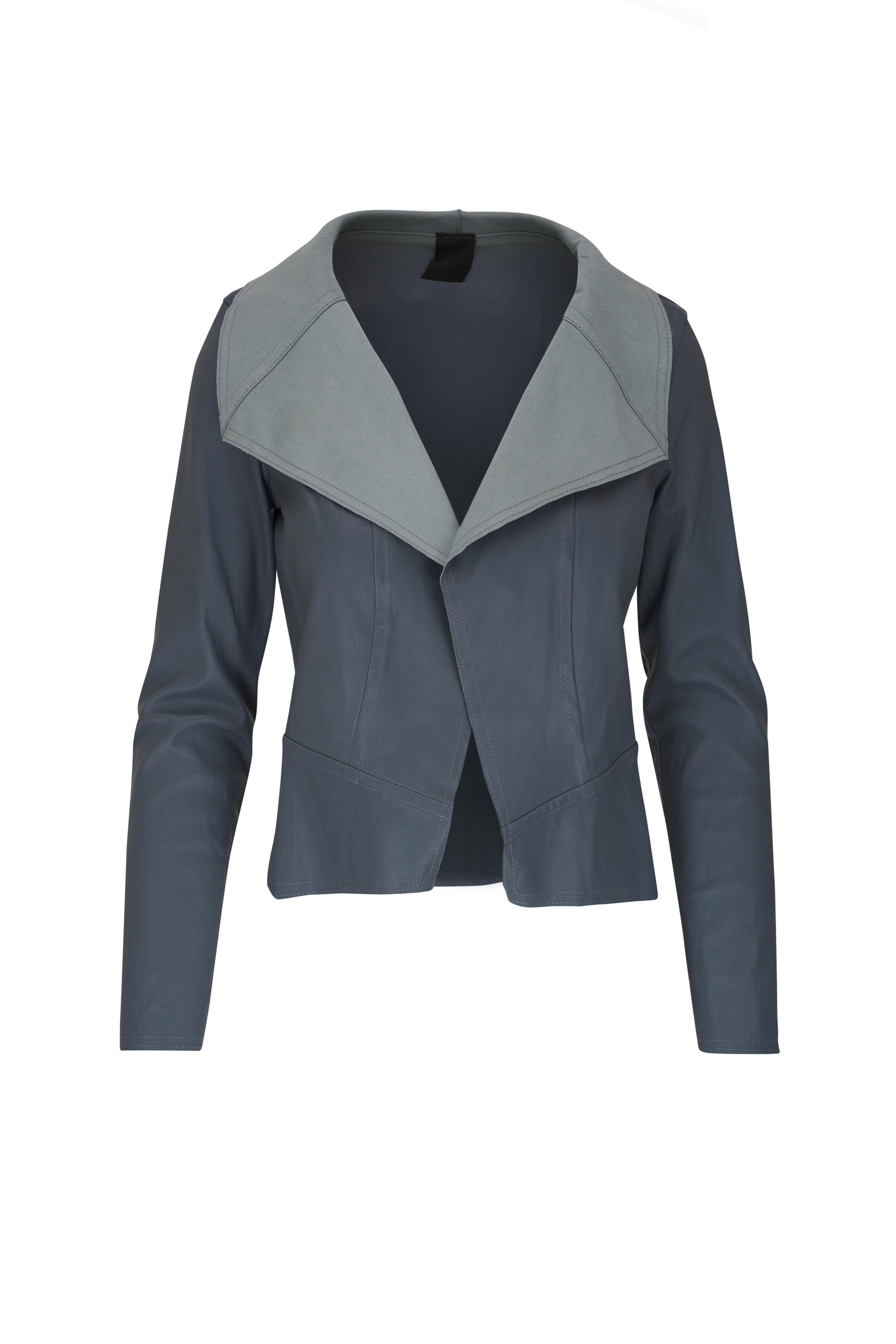 KZ_K Studio - Smoke Blue Drape Leather Jacket