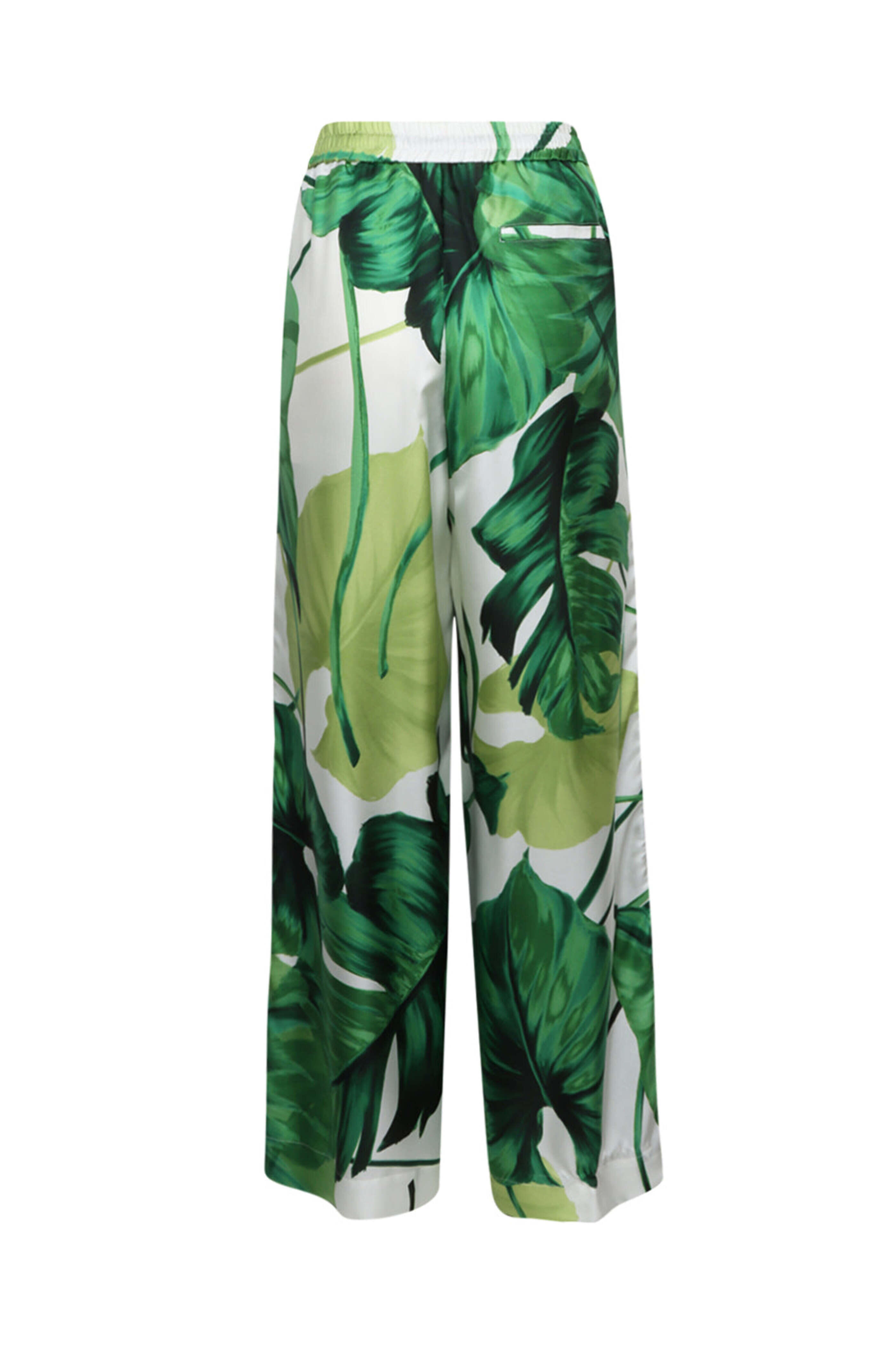 F.R.S. - Green Palm Print Silk Asteria Pant