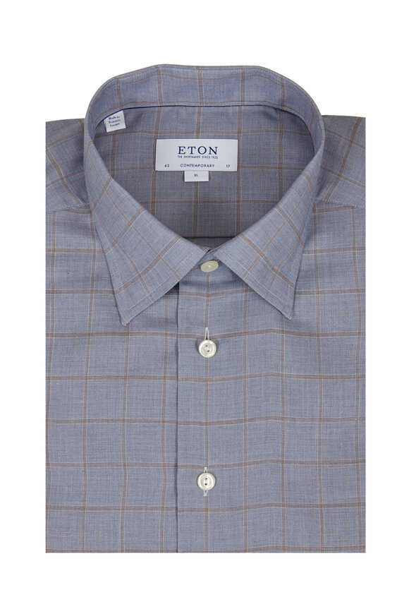 Eton - Blue Windowpane Contemporary Fit Sport Shirt