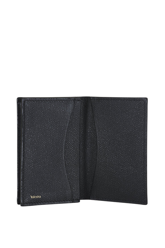 Valextra - Black Leather Bi-Fold Wallet