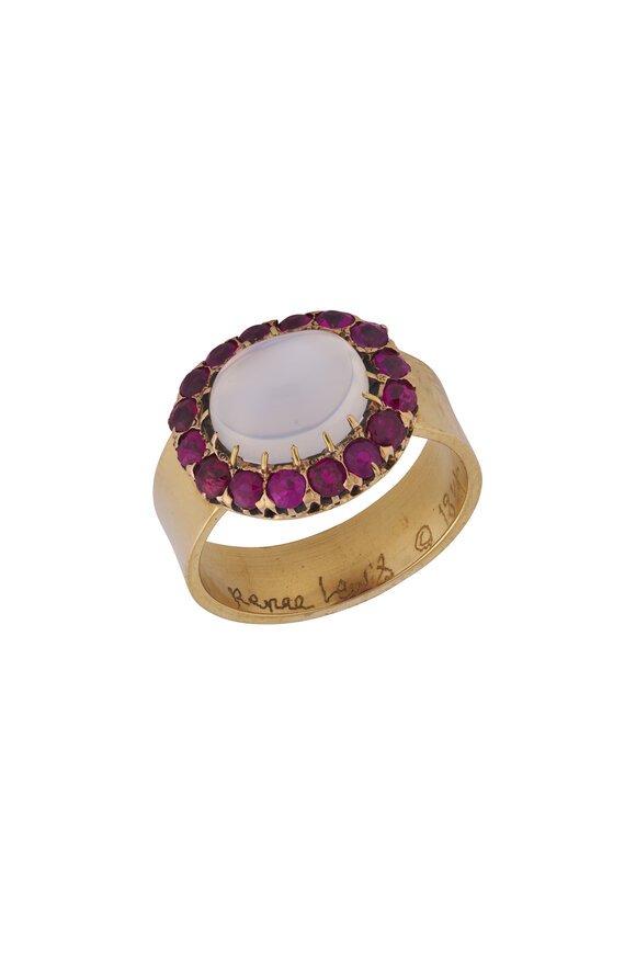 Renee Lewis 18k Gold Ruby & Moonstone Ring