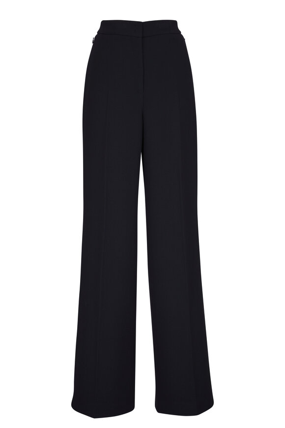 Akris Florine Black Wool Wide Leg Pant