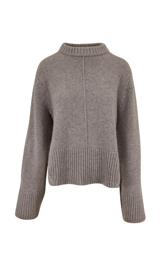 Khaite - Virginia Gray Cashmere Mock Neck Sweater