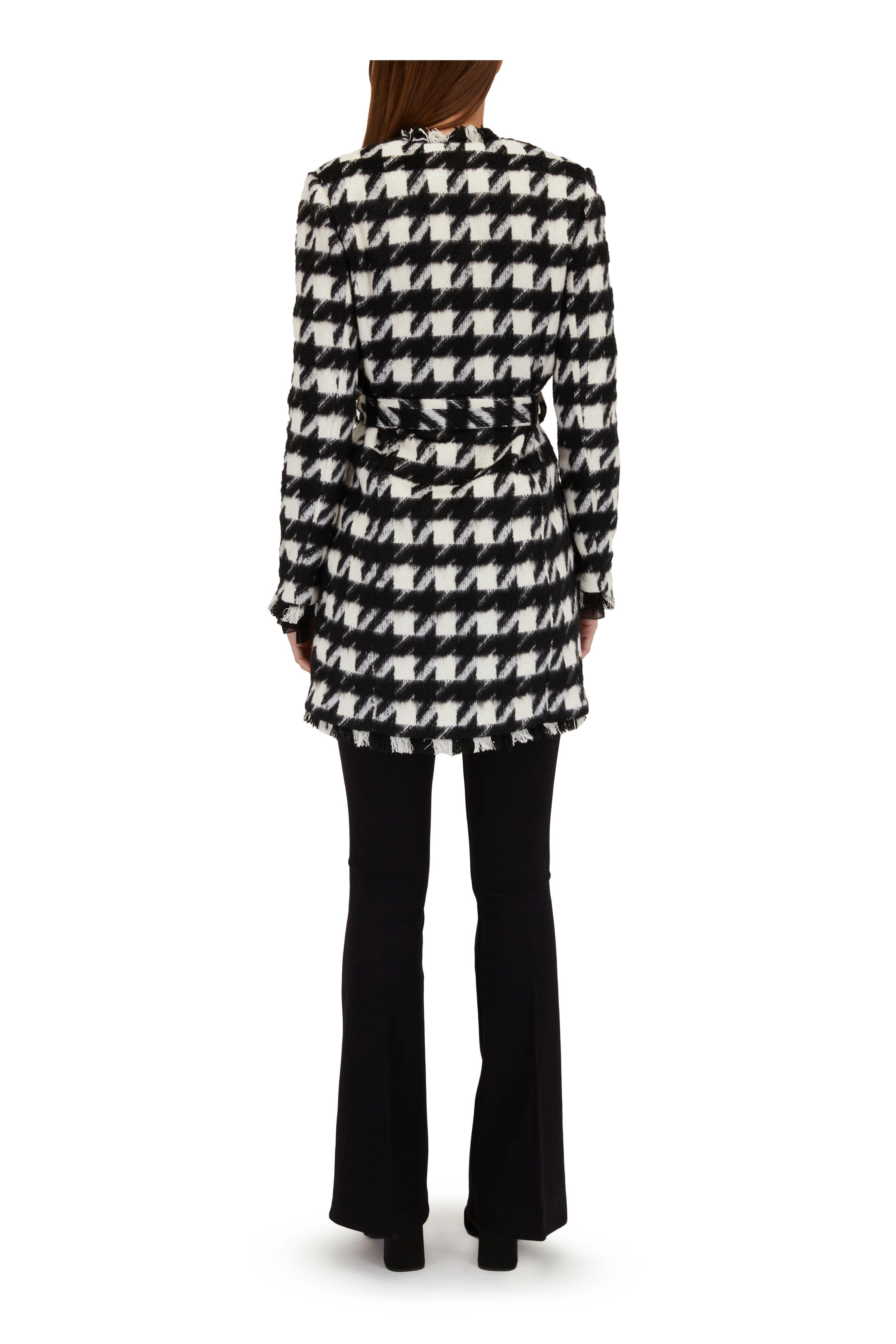 L'Agence - Zuri Black & Ivory Houndstooth Duster Jacket