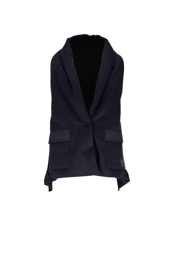 Agnona - Navy Cashmere Quilted Puffer Shawl 