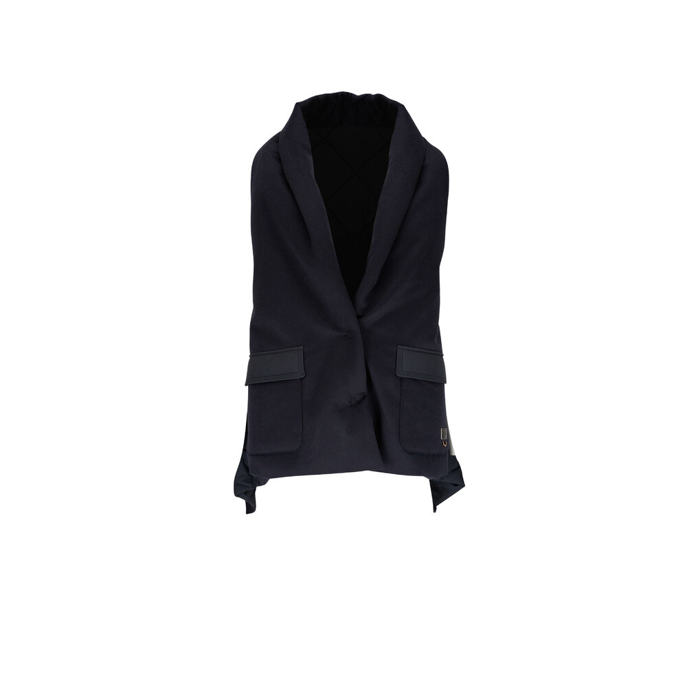 Agnona - Navy Cashmere Quilted Puffer Shawl | Mitchell Stores