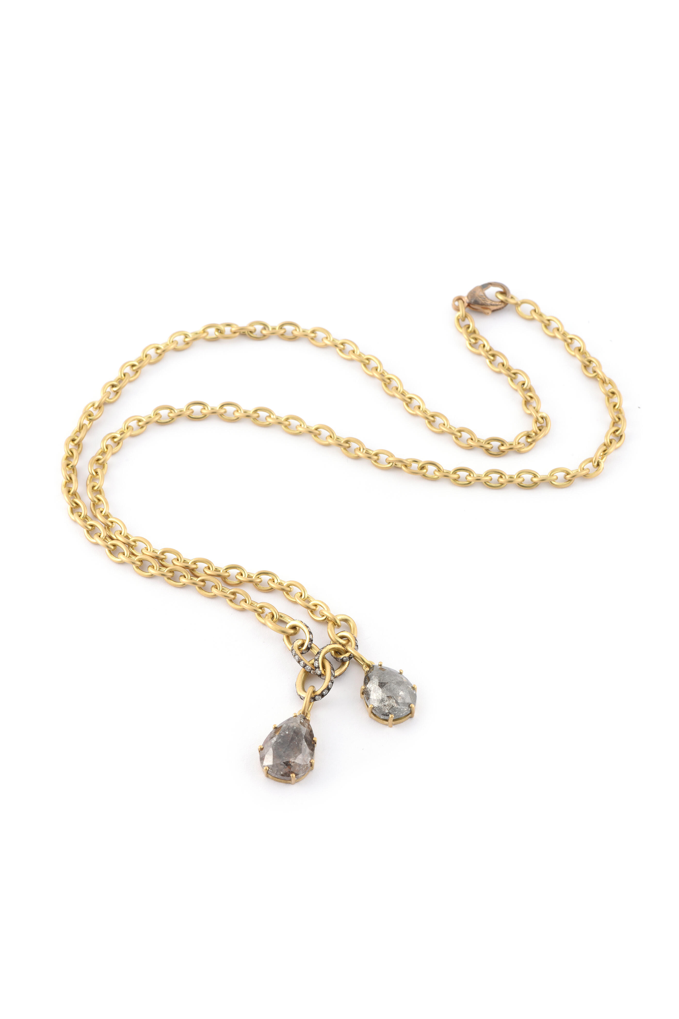 Sylva & Cie - Double Pear Diamond Pendant Necklace