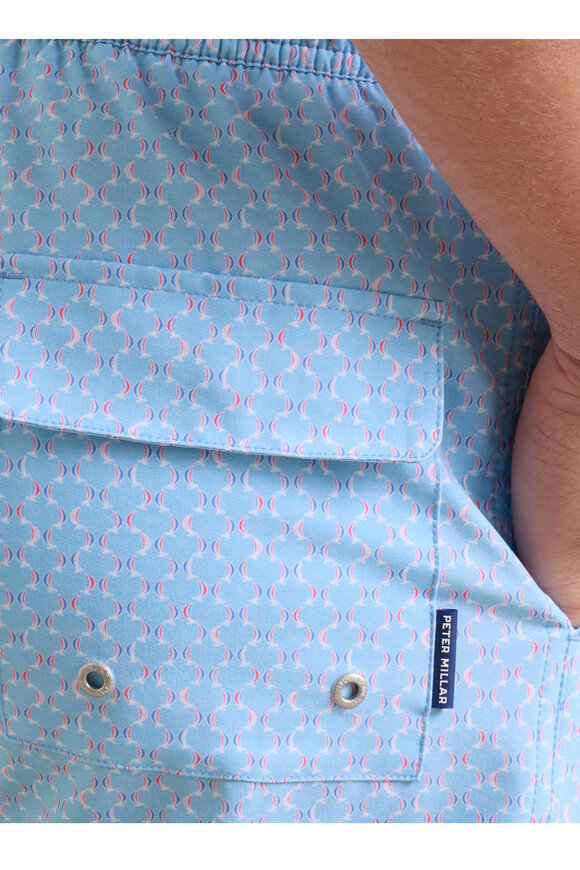 Peter Millar Wind In Your Sails Seaport Blue Swim Trunks - view 6