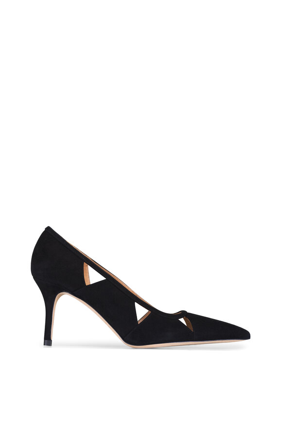 Arteana Savona Black Suede Cut Out Pump, 75mm - view 3