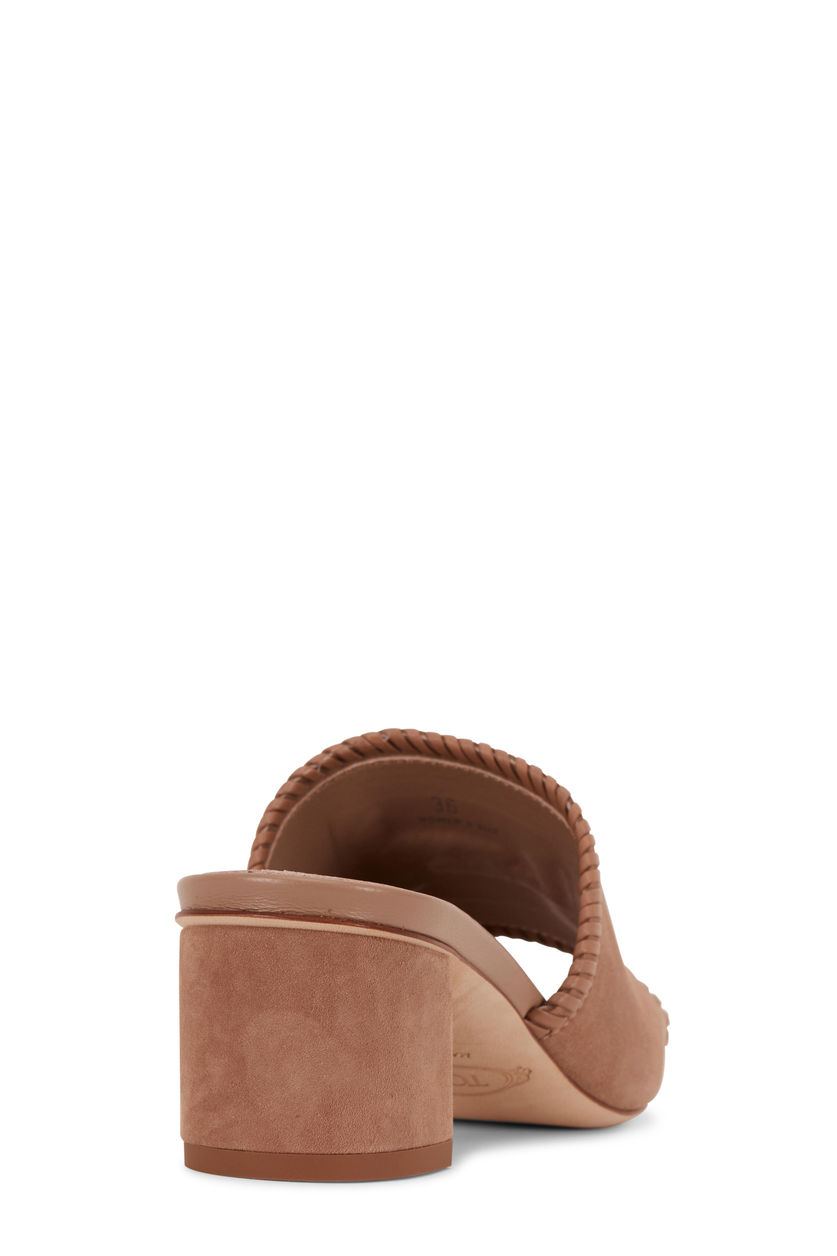 Tod's - Cappuccino Suede Woven Double-T Mule, 50mm