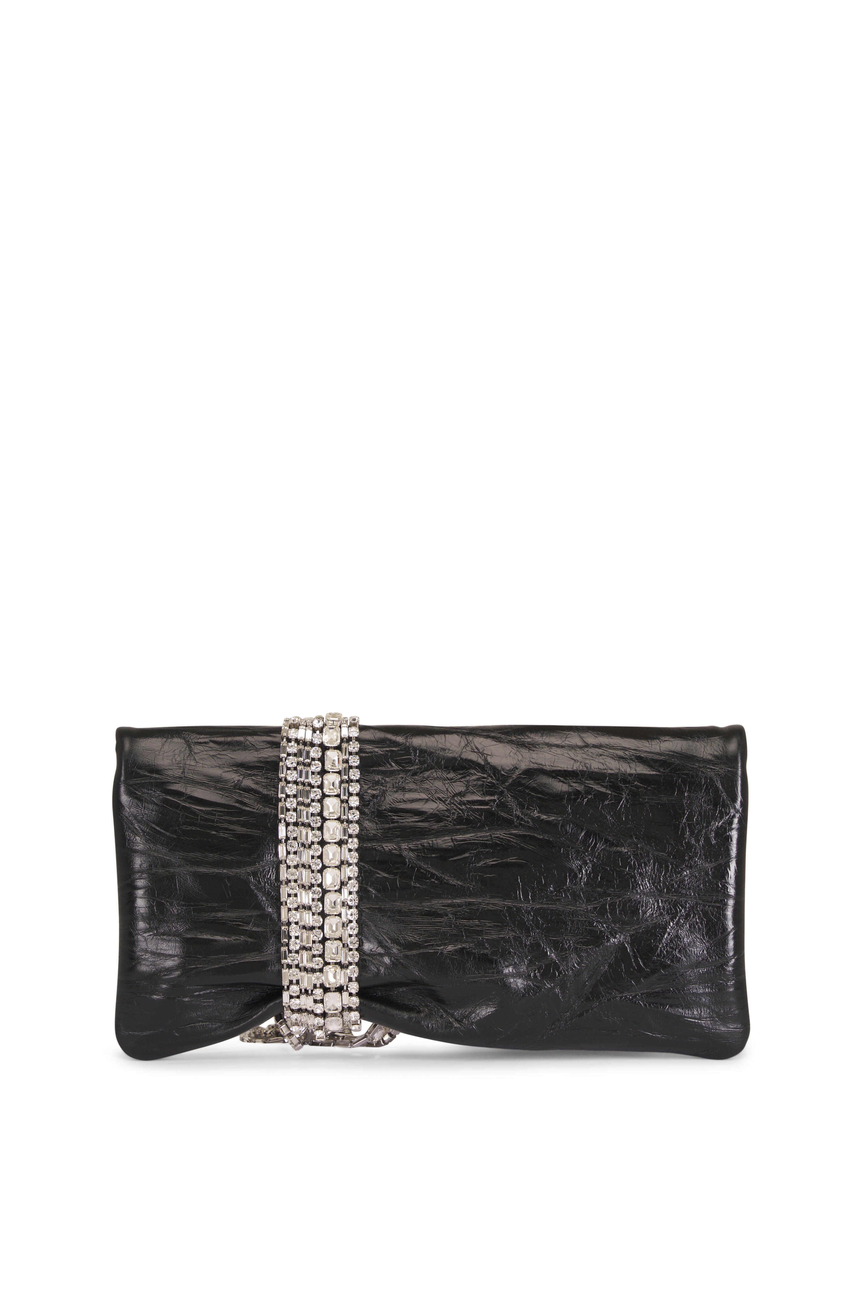 Jimmy Choo - Zandra Black Vintage Metallic Leather Clutch - view 2