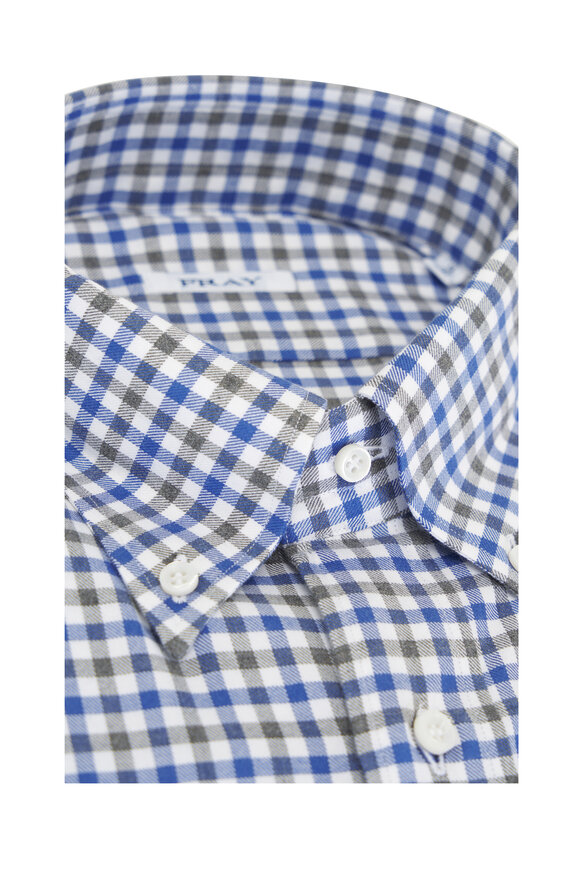 Fray - Blue & Gray Check Cotton Dress Shirt