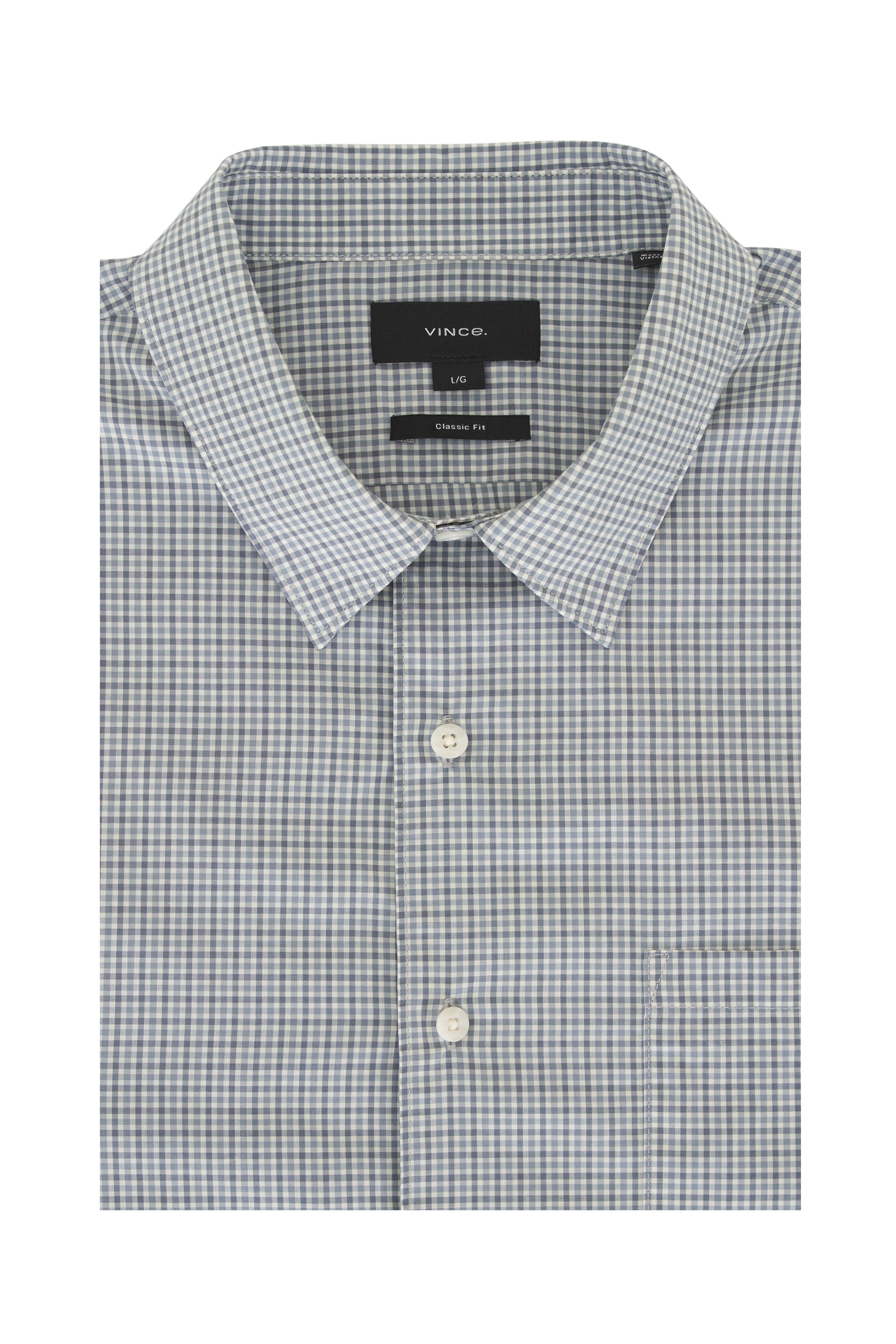 Vince - Whitney Pebble White & Spruce Blue Plaid Shirt