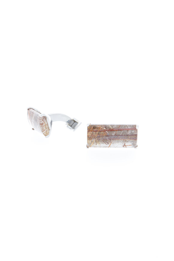 Spivey - Sterling Silver Pink Rutilated Quartz Cuff Links