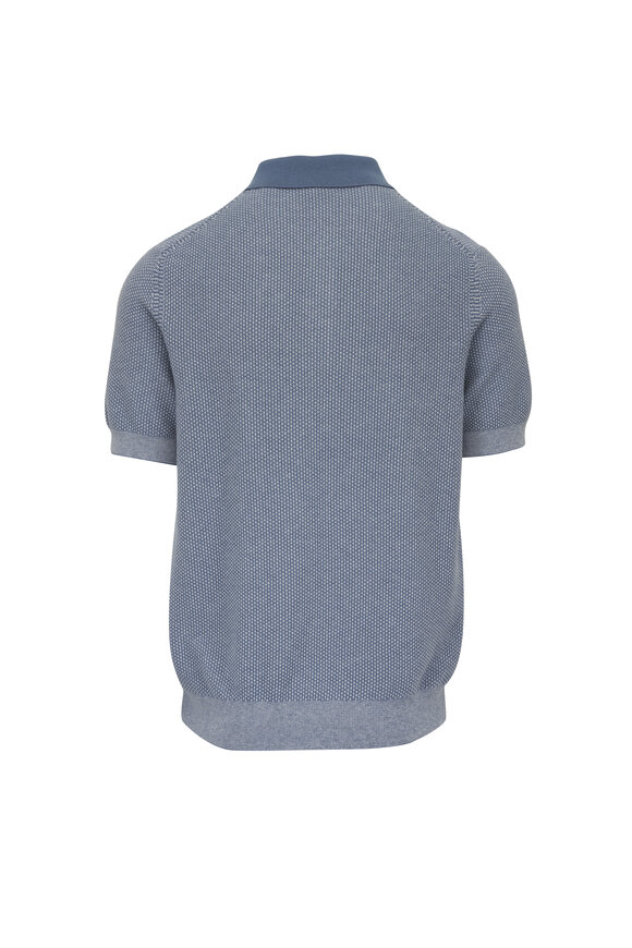 Vince - Blue Knit Wool, Cotton, & Cashmere Polo | Mitchell Stores