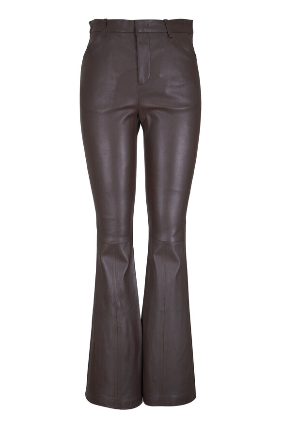 Vince Truffle Stretch Leather Mid-Rise Flare Pant - view 1