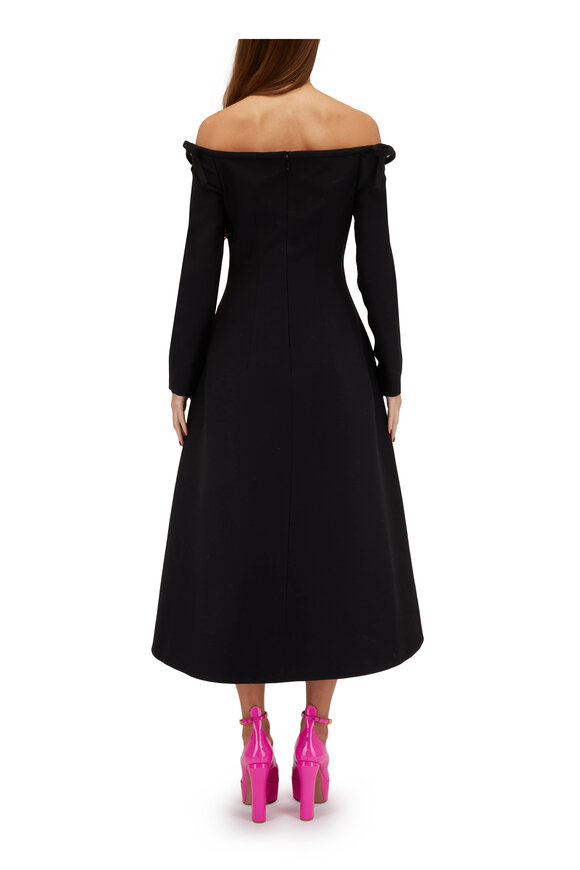 Valentino - Black Crepe Couture Midi Dress 