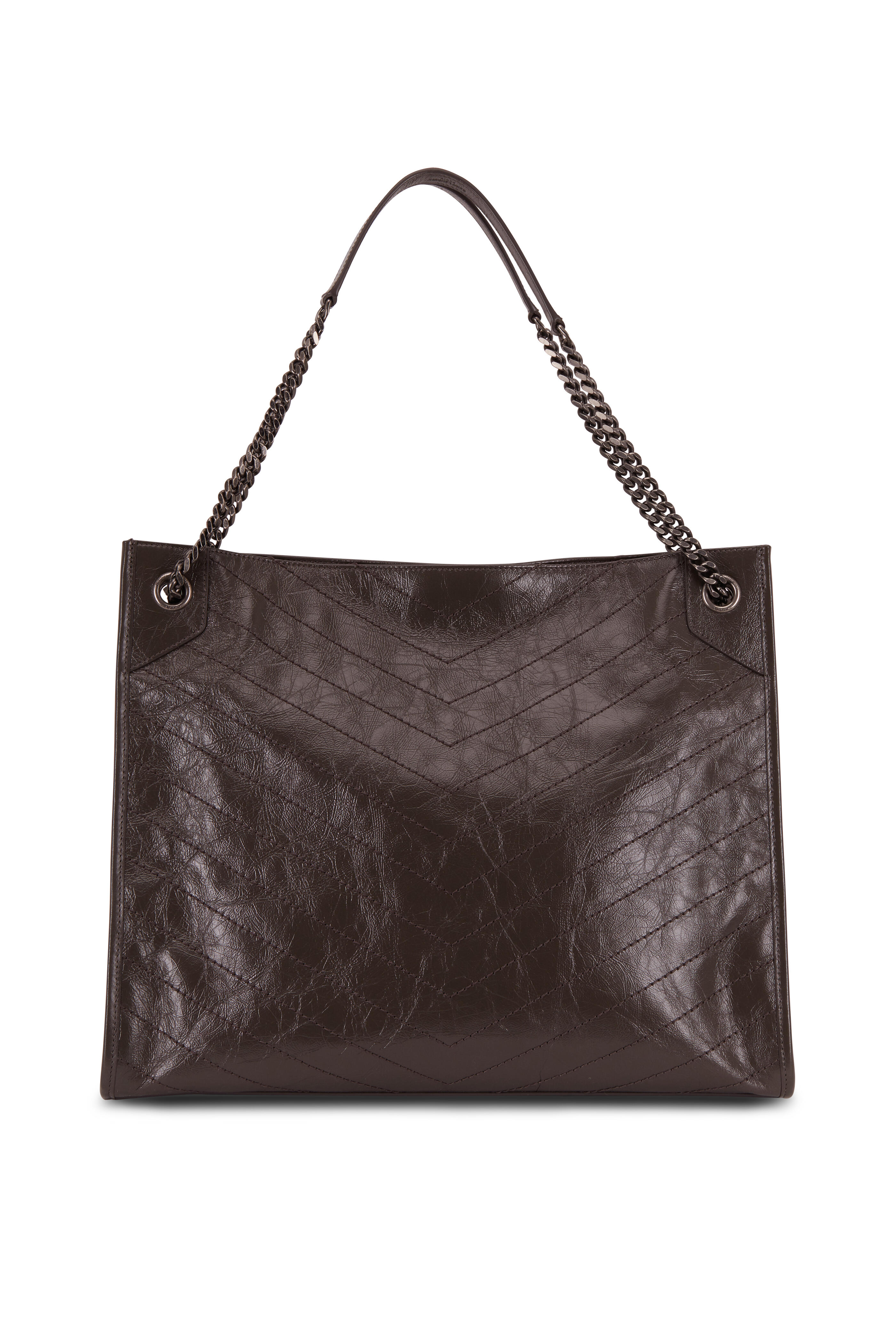 Saint Laurent - Nikki Pebble Gray Quilted Leather Large Tote