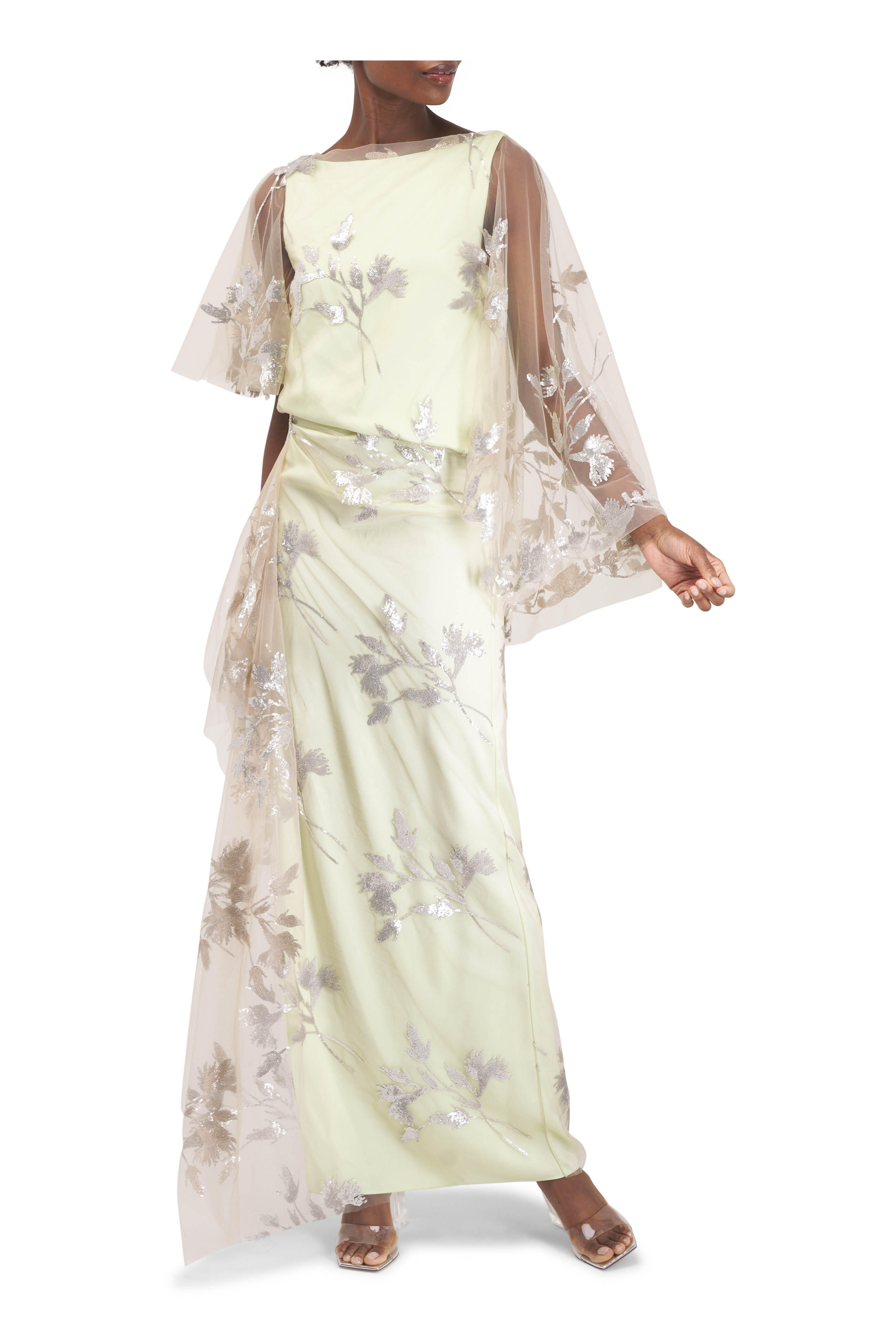 Erdem - Pistachio Short Sleeve Drape Gown