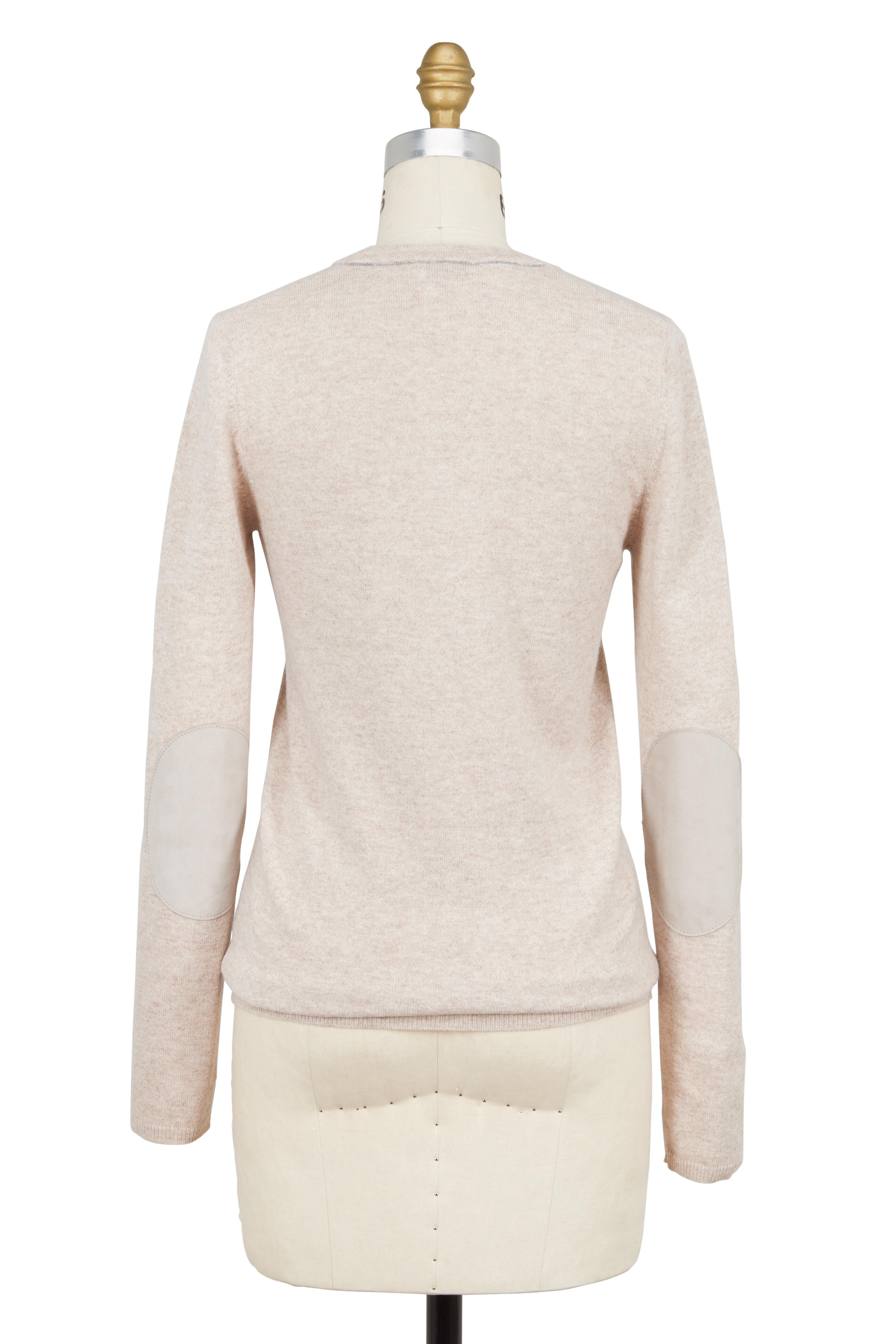 Brunello Cucinelli - Clay Cashmere Elbow Patch V-Neck Sweater