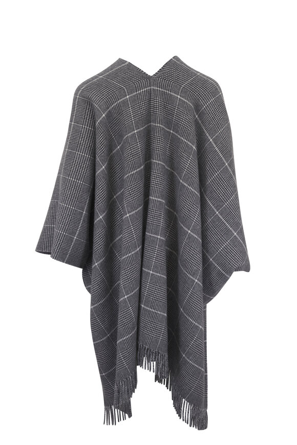 Brunello Cucinelli Grey Reversible Double Brushed Poncho - view 4