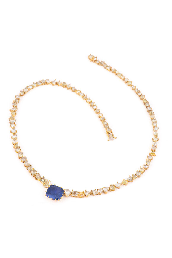 Sylva & Cie 18k Yellow Gold Diamond & Sapphire Bracelet - view 1