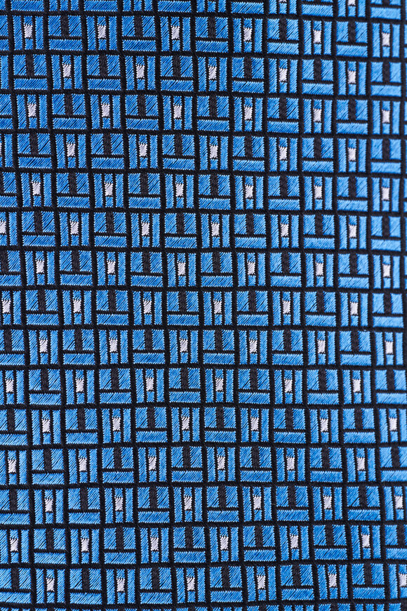Zegna Blue Geometric Print Silk Necktie - view 2