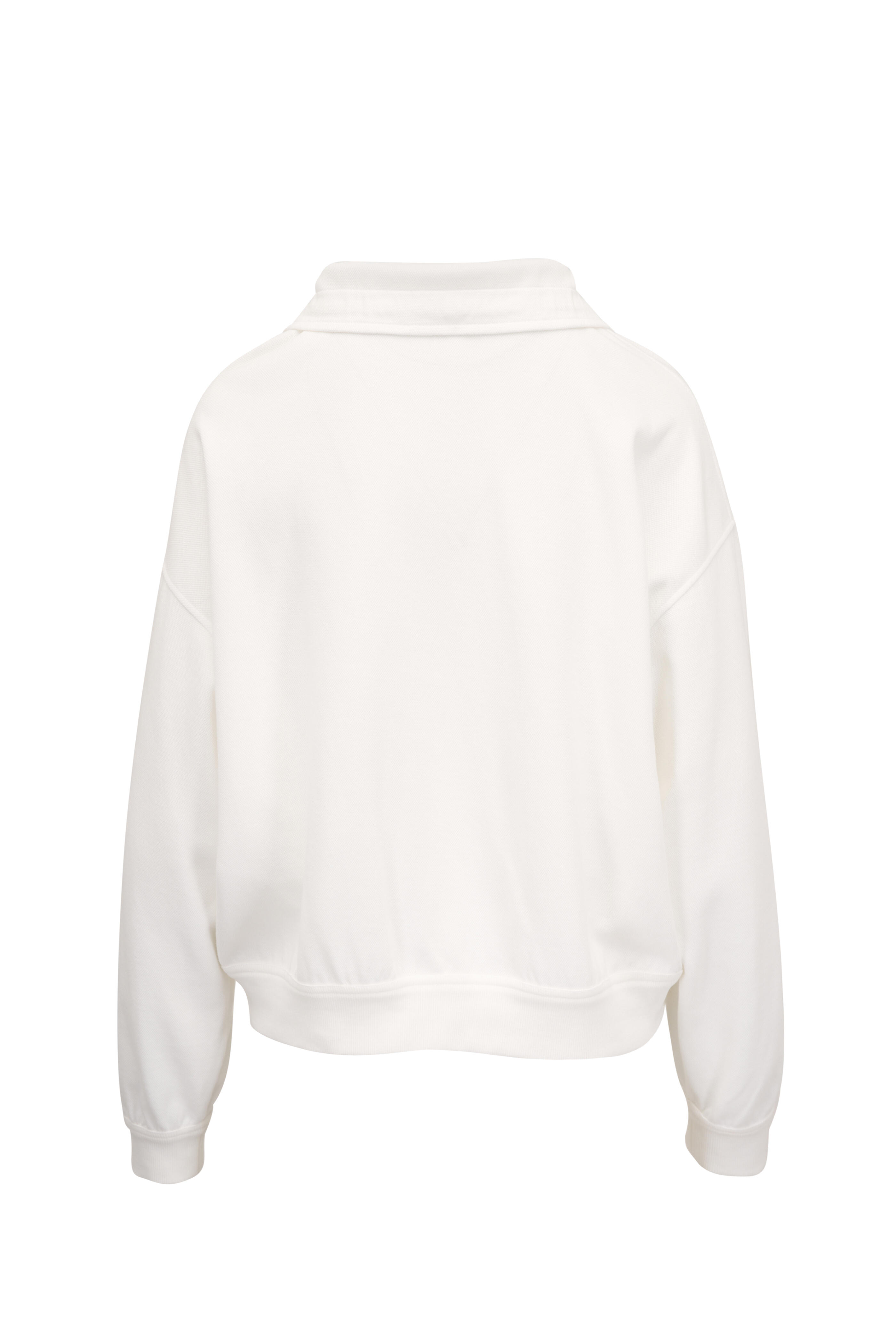 Brunello Cucinelli - White Piquet Quarter Zip Sweater