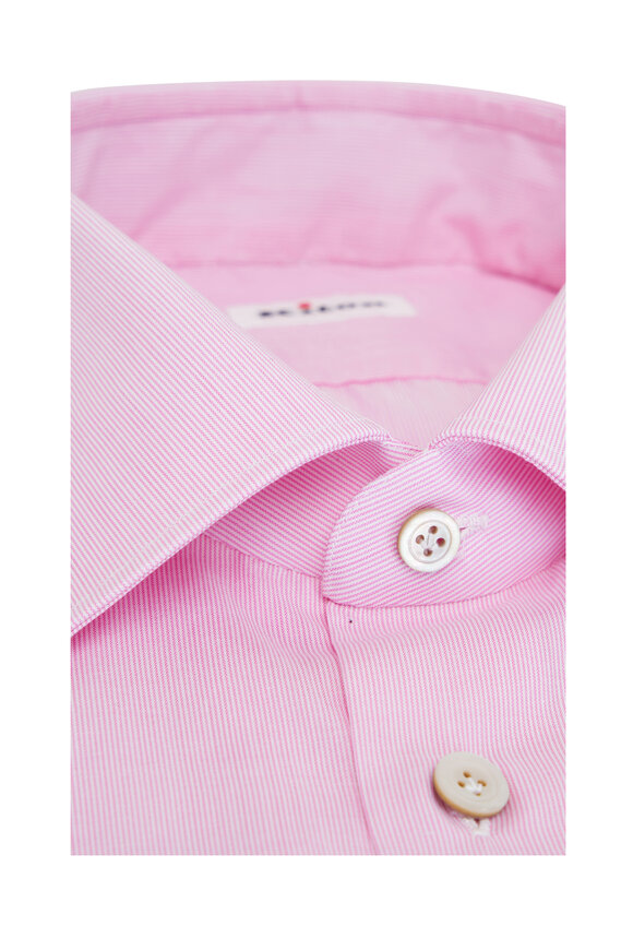 Kiton - Pink Cotton Micro Pinstripe Dress Shirt 