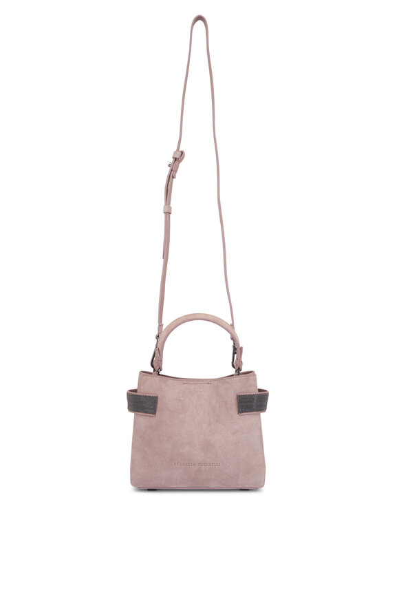Brunello Cucinelli Mini Safari Blush Suede Monili Satchel Tote - view 1