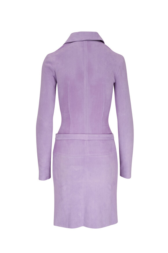 Jitrois - Agatha Lilac Stretch Leather Belted Dress