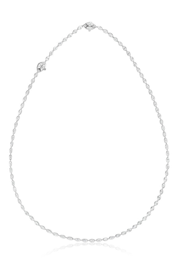 Nam Cho 18k White Gold Marquise Diamond Riviera Necklace