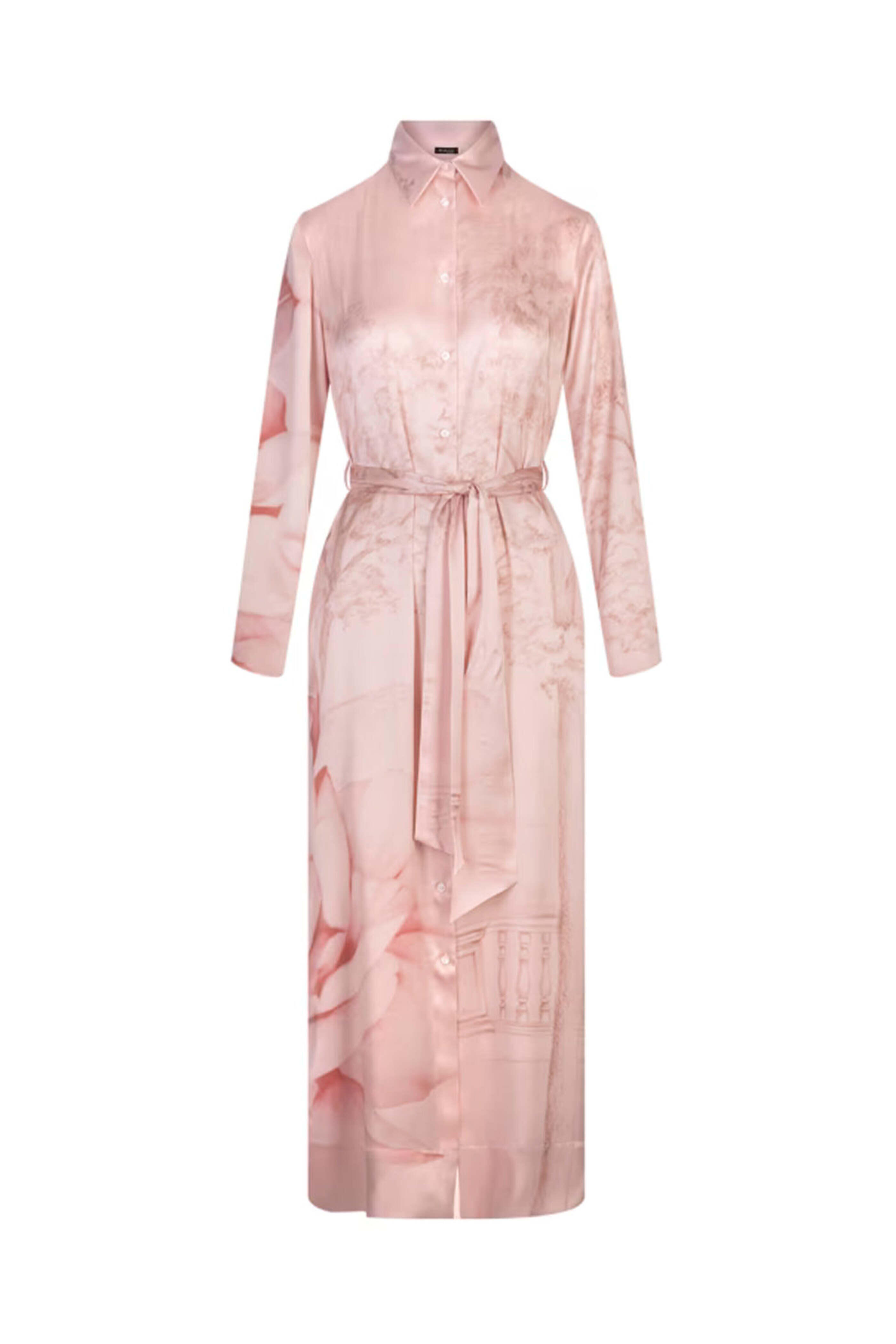 Kiton - Light Pink Long Sleeve Belted Shirtdress