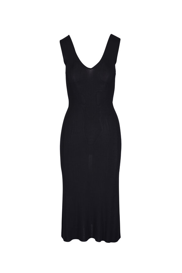 3.1 Phillip Lim - Ottoman Black Micro Ribbed Midi Dress