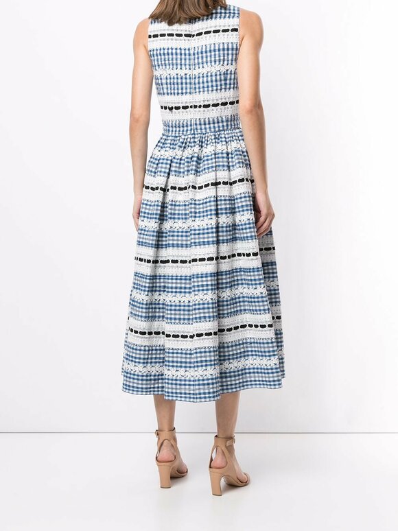 Carolina Herrera - Frida Blue Multi Sleeveless A-Line Dress