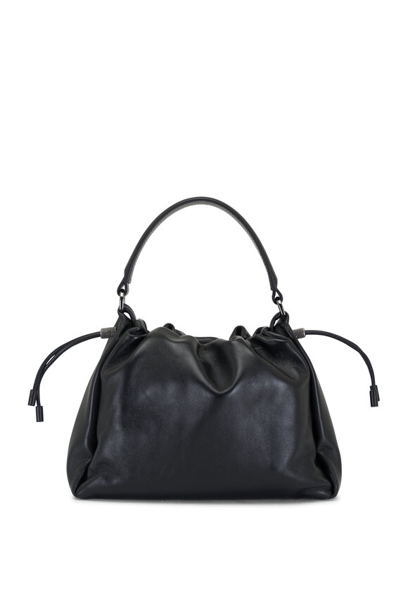 Brunello Cucinelli Black Small Leather Top Handle Bag