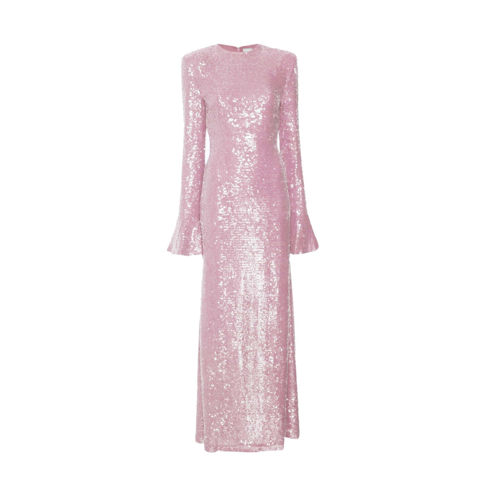 LaPointe - Dusty Pink Sequin Flare Sleeve Maxi Dress