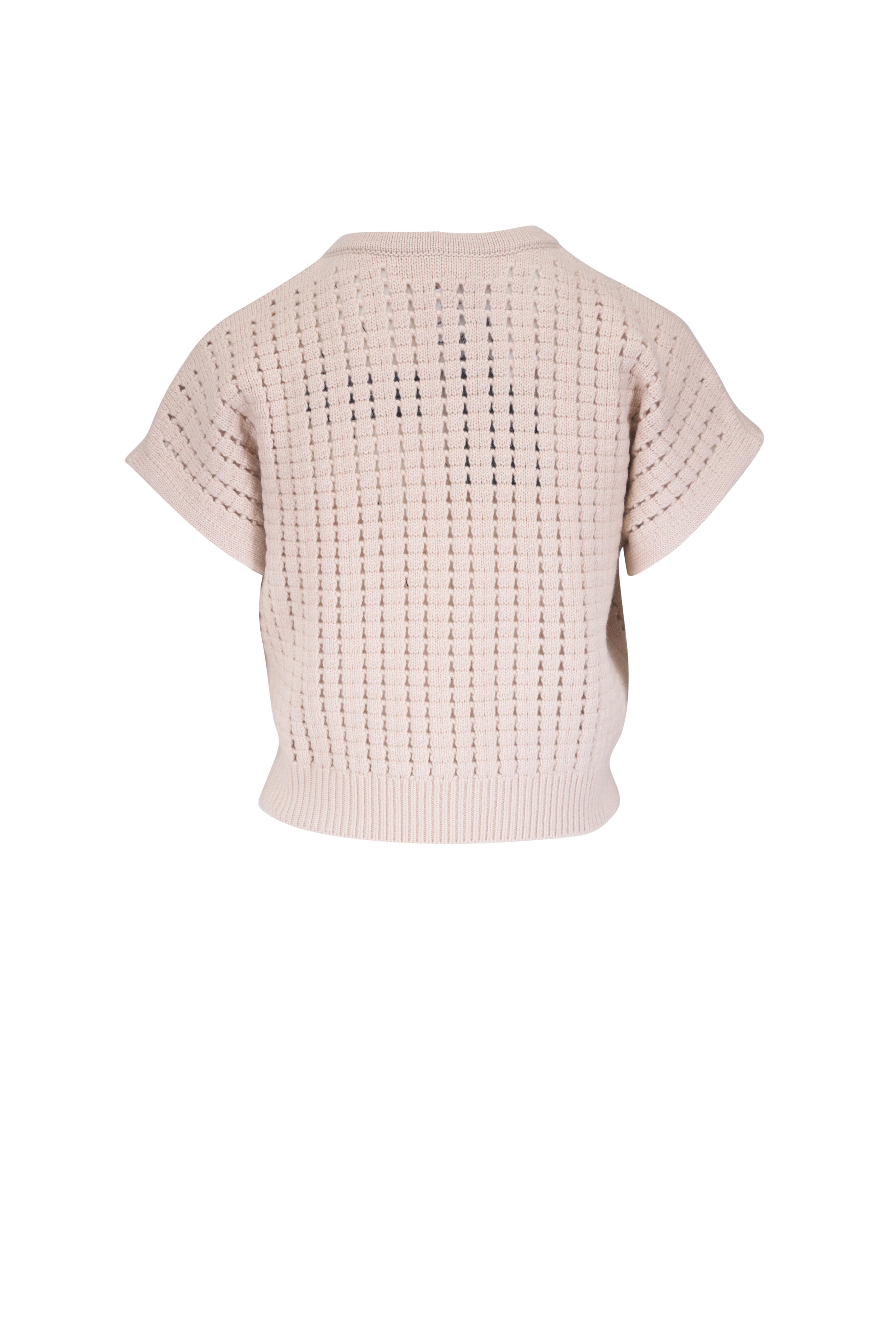 Akris - Greige Knit Cap Sleeve Crop Cardigan | Mitchell Stores