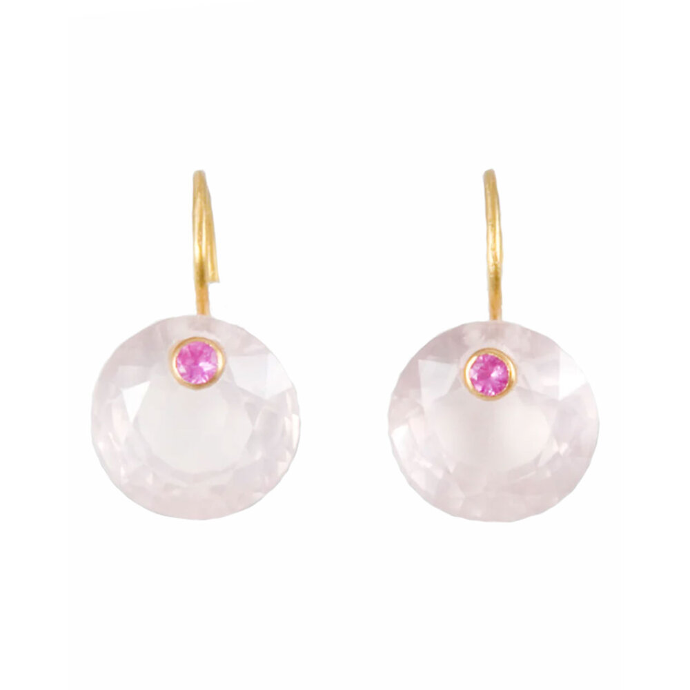 Preek プリーク　INCLUSION QUARTZ EARRING Pure Titanium Earrings Pink Cubic Zirconia Facet Cut