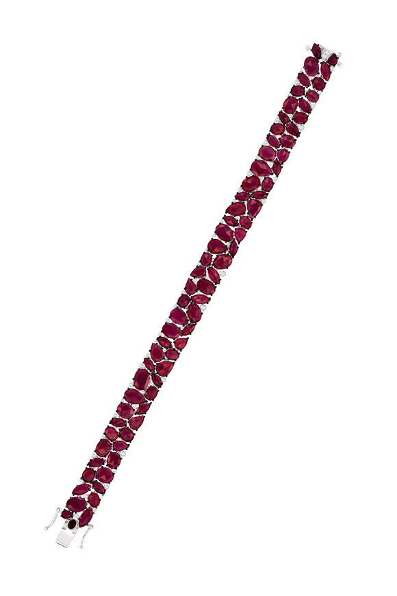 Sutra - 18K White Gold Ruby & Diamond Bracelet 