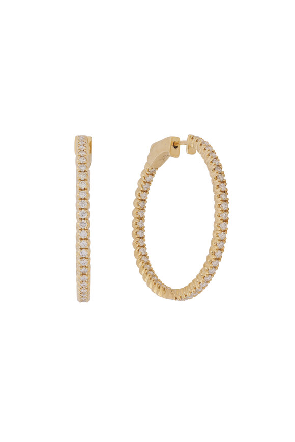 Julez Bryant - 14K White Gold Hammered Diamond Hoop Earrings