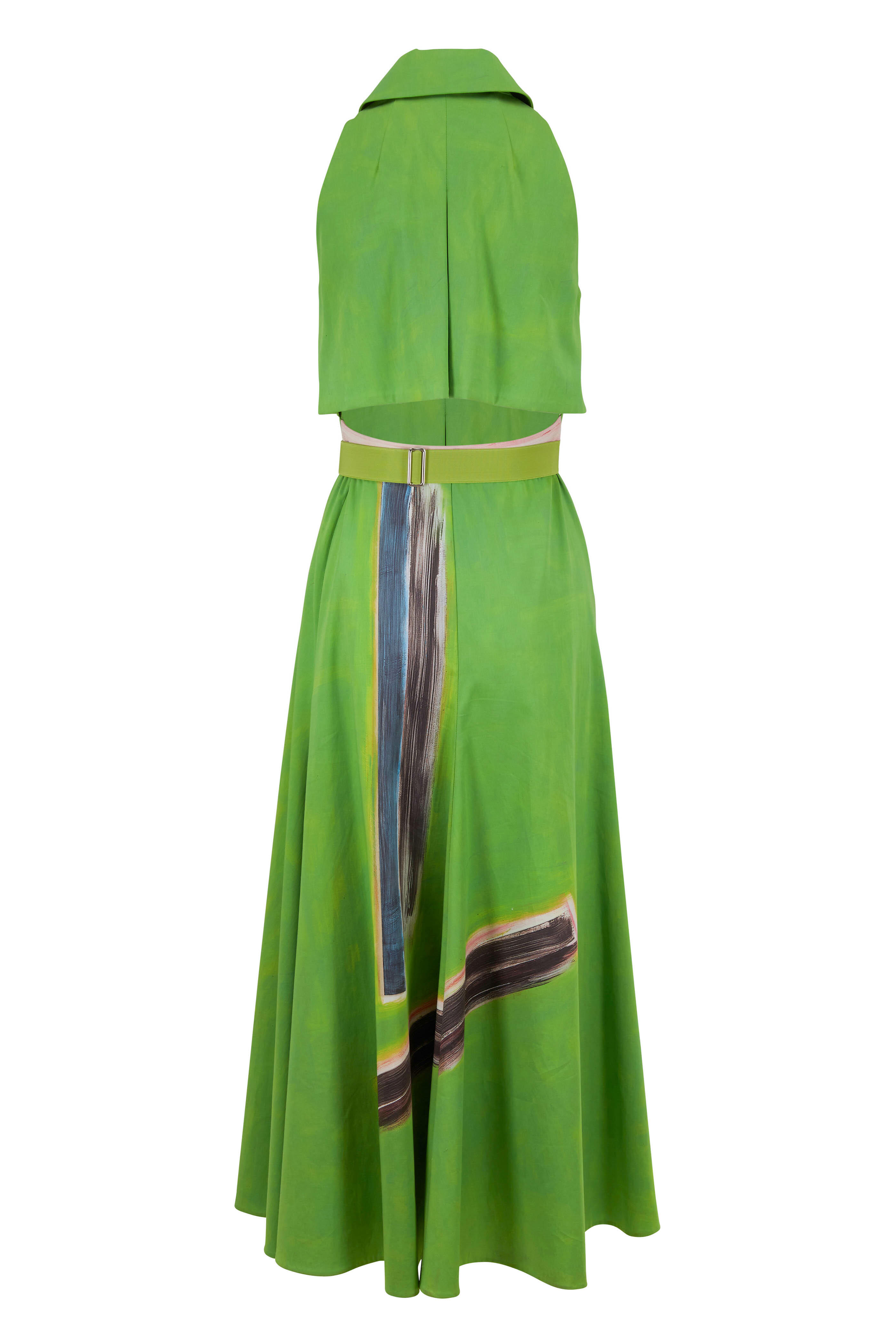 green emerald velvet dress Zeba Green Jacquard Flared Midi Dress – Zabella main image 1