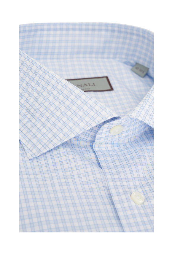 Canali - Light Blue & White Check Cotton Dress Shirt